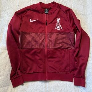 Nike Liverpool FC LFC AXA Full Zip Maroon Jacket Embroidered Logo Sz Medium